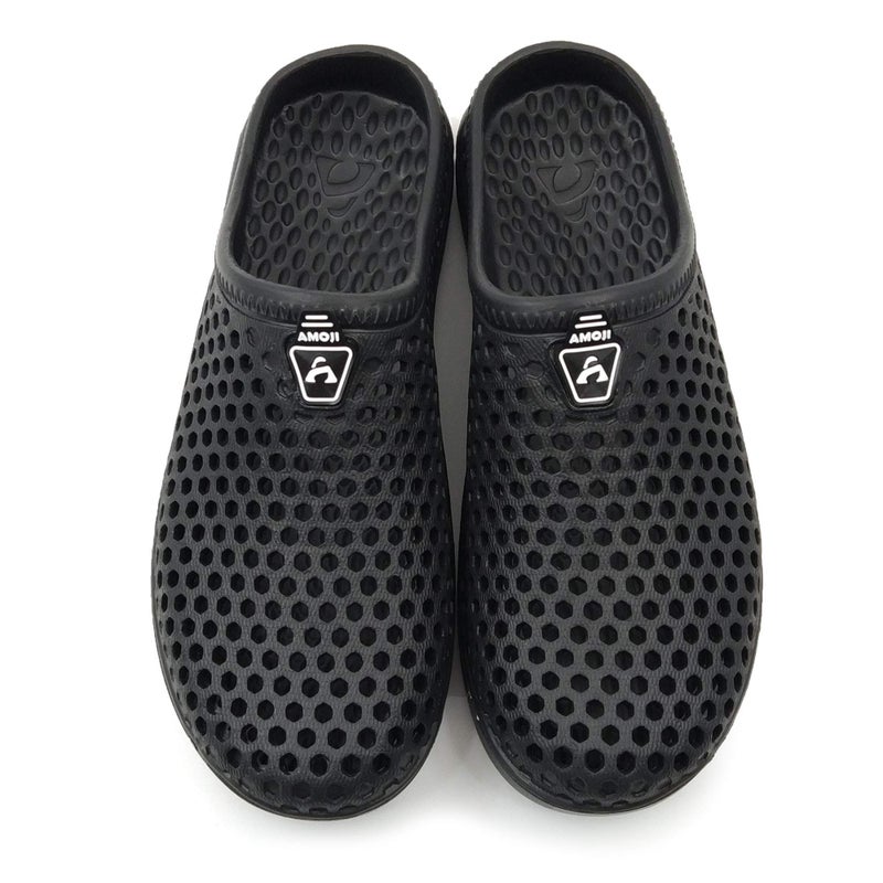 Amoji Garden Clogs Shower Sandals Yard Gardening Beach Water Plastic Rubber House Indoor YY161 Black 14 Women/13 Men - Image 5